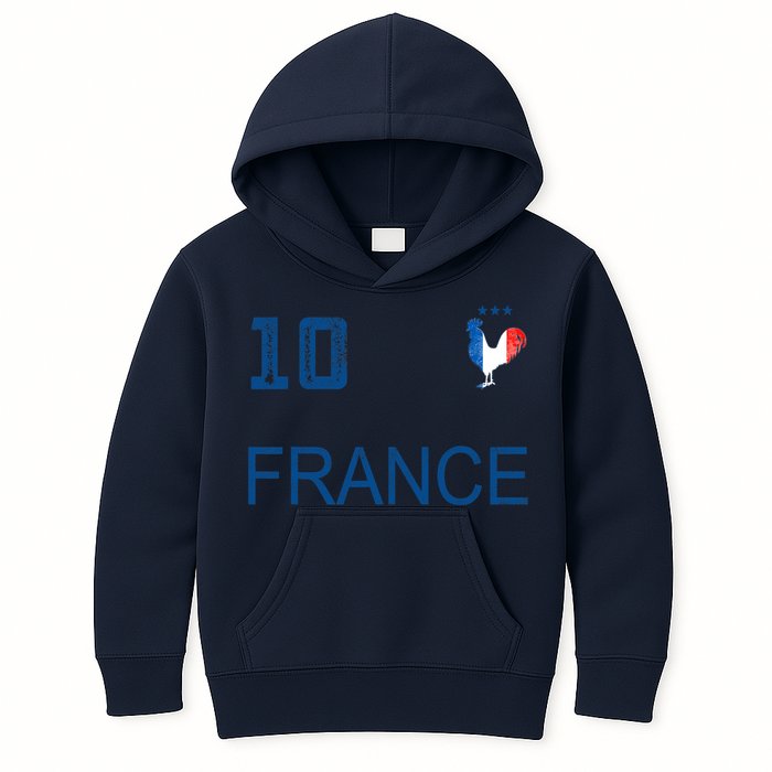 France Jersey Number Ten Soccer French Flag Futebol Fans Kids Hoodie