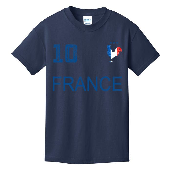 France Jersey Number Ten Soccer French Flag Futebol Fans Kids T-Shirt