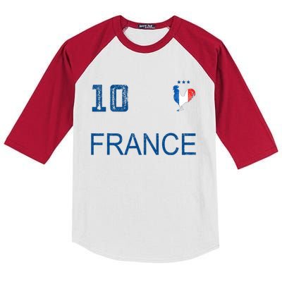 France Jersey Number Ten Soccer French Flag Futebol Fans Kids Colorblock Raglan Jersey