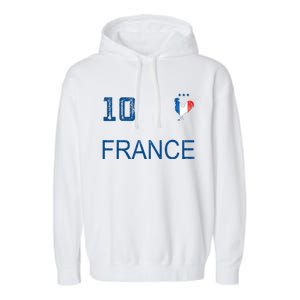 France Jersey Number Ten Soccer French Flag Futebol Fans Garment-Dyed Fleece Hoodie