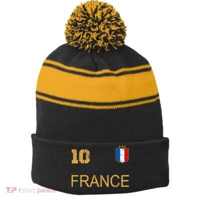 France Jersey Number Ten Soccer French Flag Futebol Fans Stripe Pom Pom Beanie