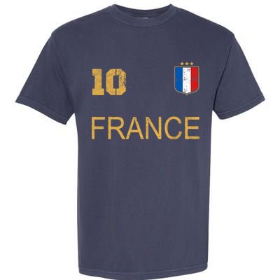 France Jersey Number Ten Soccer French Flag Futebol Fans Garment-Dyed Heavyweight T-Shirt