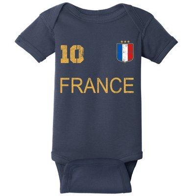 France Jersey Number Ten Soccer French Flag Futebol Fans Baby Bodysuit