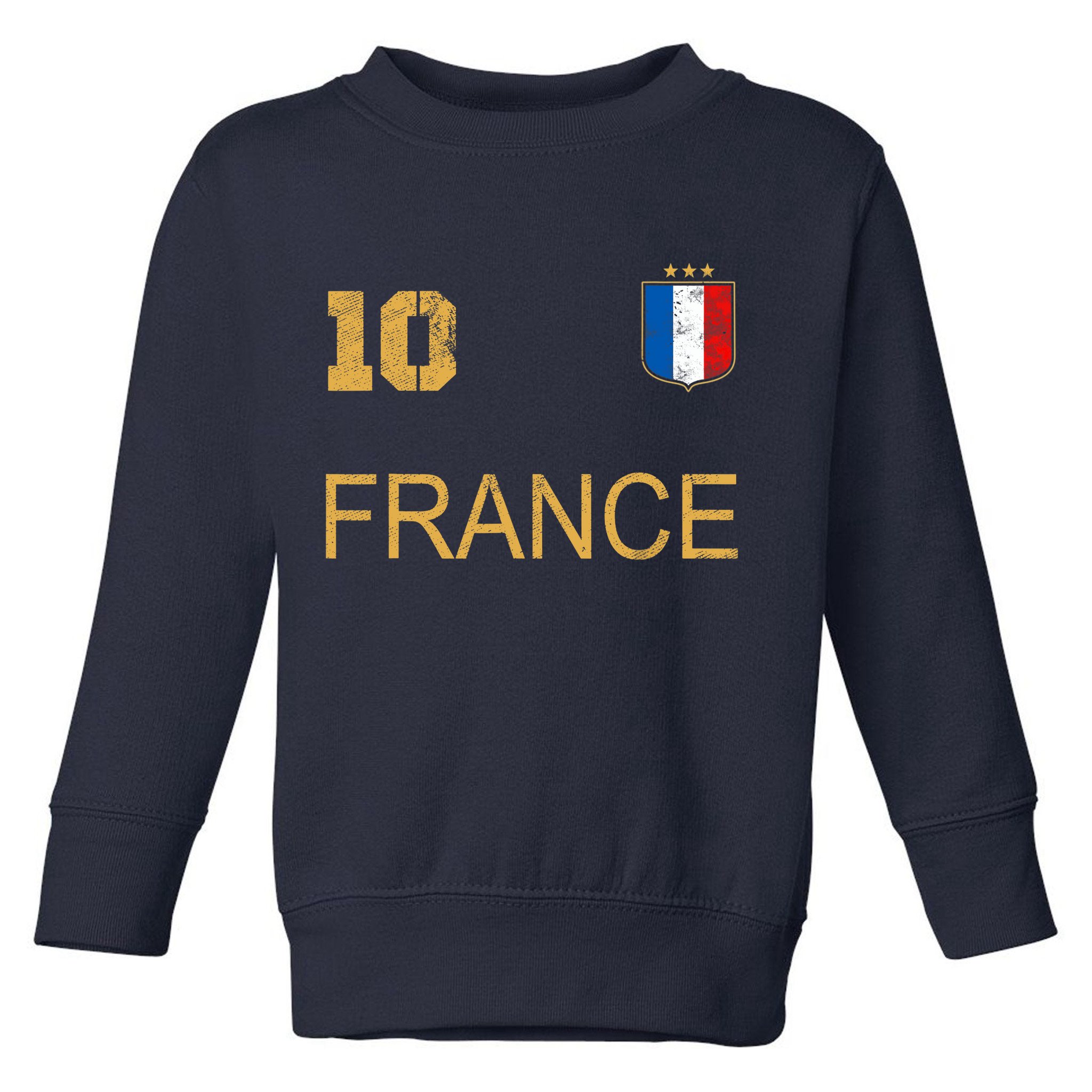 France Jersey Number Ten Soccer French Flag Futebol Fans Toddler Sweatshirt