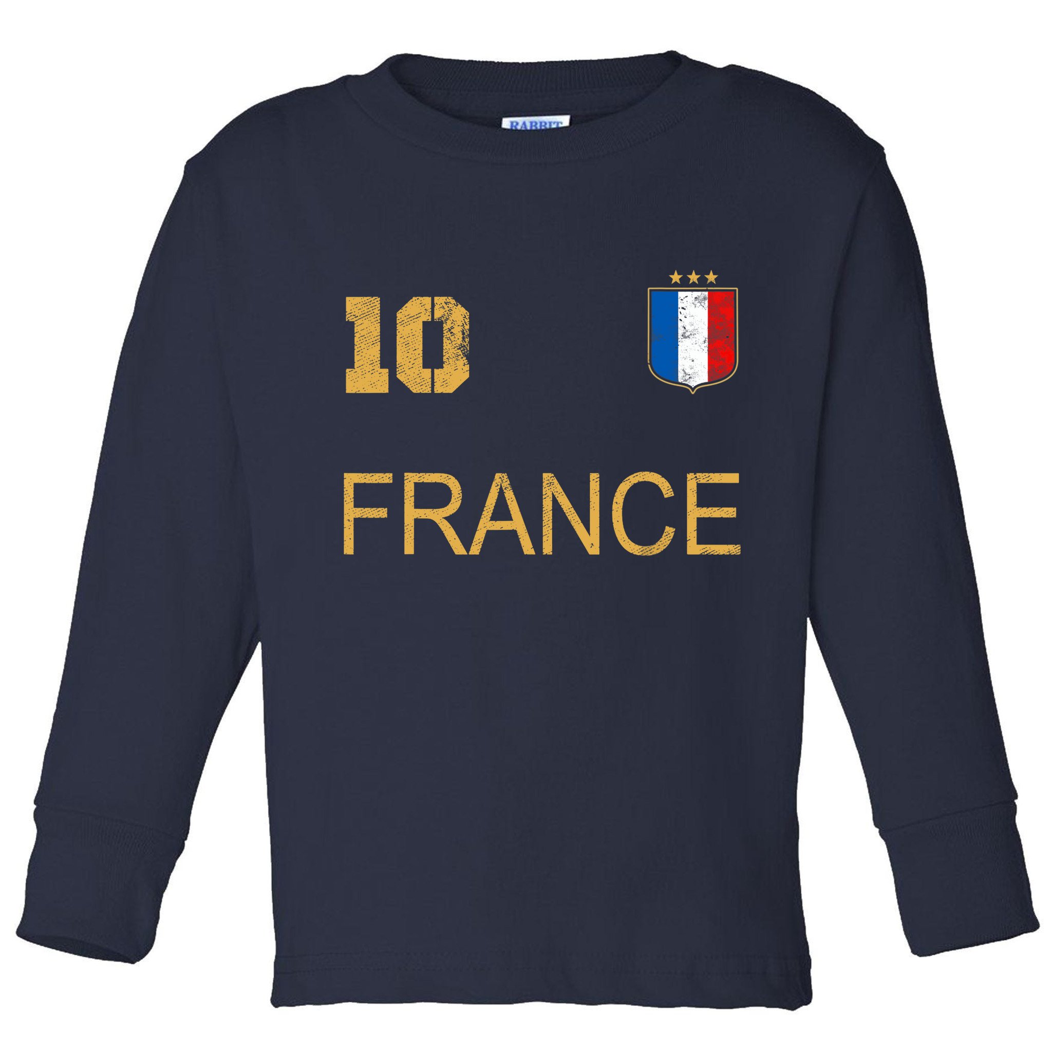 France Jersey Number Ten Soccer French Flag Futebol Fans Toddler Long Sleeve Shirt