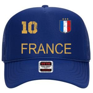 France Jersey Number Ten Soccer French Flag Futebol Fans High Crown Mesh Back Trucker Hat