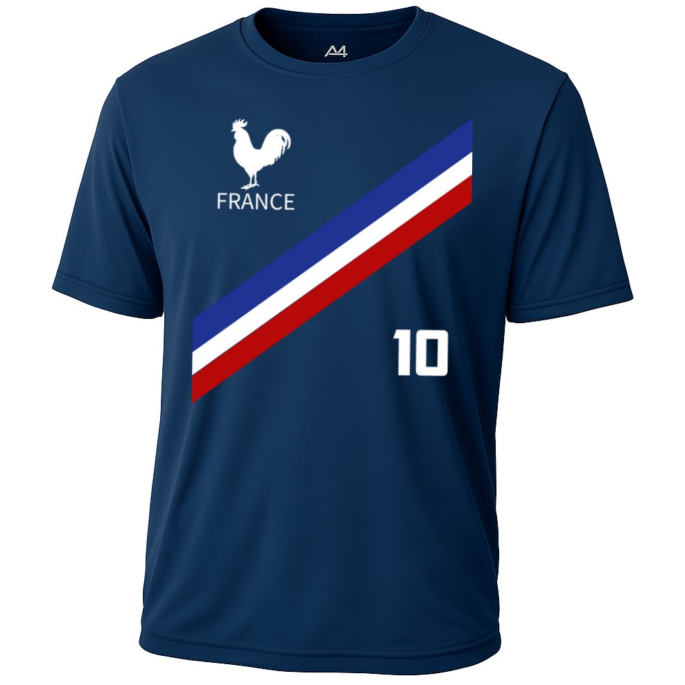 France Jersey Number Ten Soccer French Futbol Club Cooling Performance Crew T-Shirt