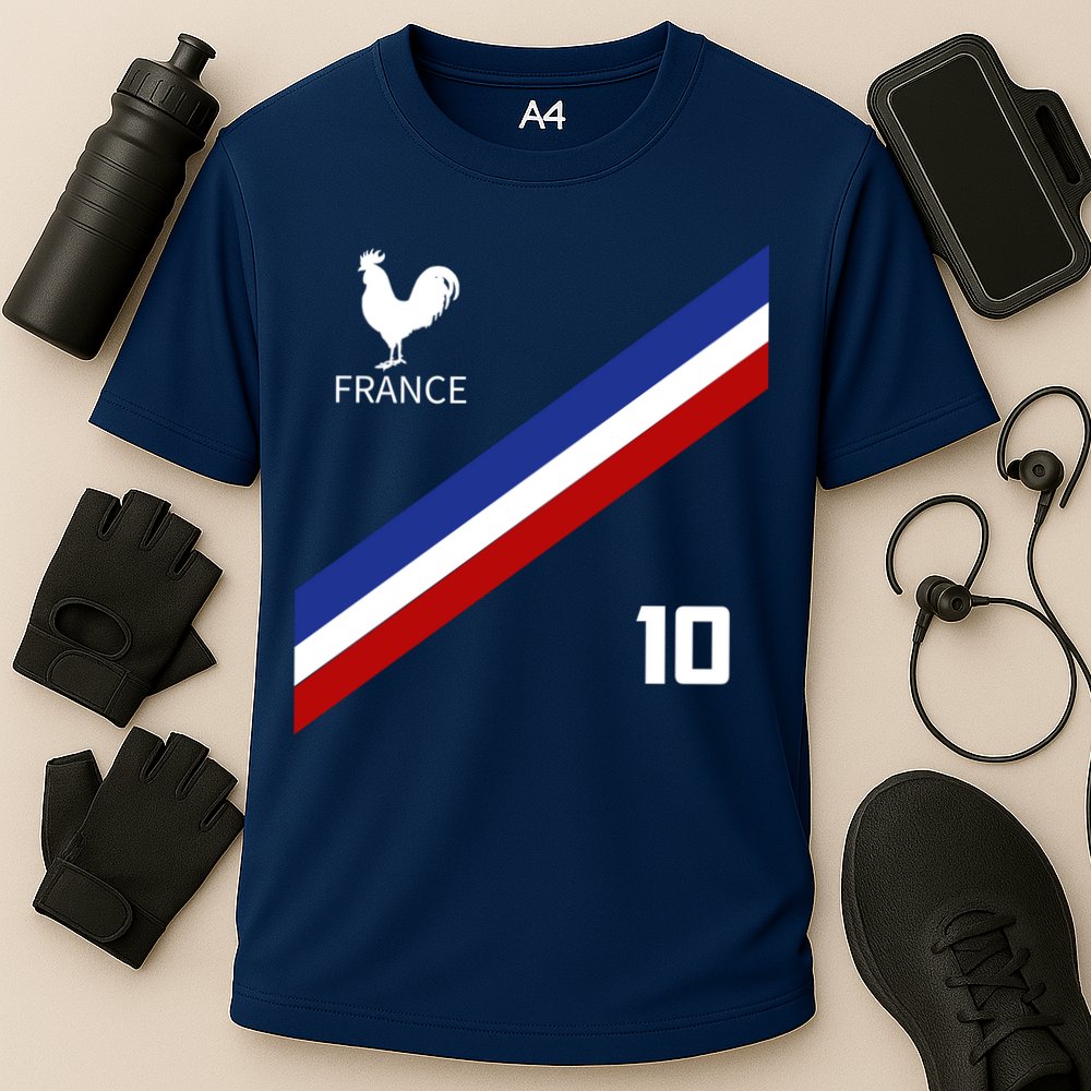 France Jersey Number Ten Soccer French Futbol Club Cooling Performance Crew T-Shirt