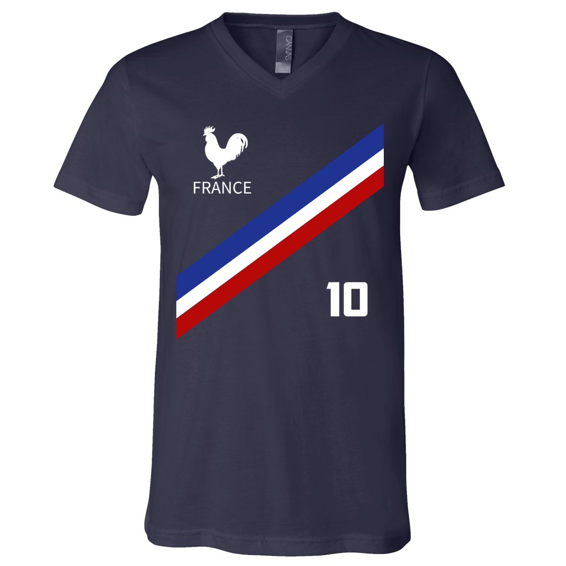 France Jersey Number Ten Soccer French Futbol Club V-Neck T-Shirt