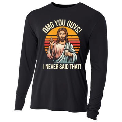 Funny Jesus Omg You Guys I Never Said That Cooling Performance Long Sleeve Crew