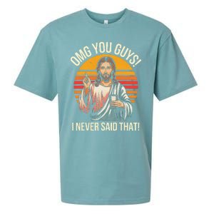 Funny Jesus Omg You Guys I Never Said That Gift Sueded Cloud Jersey T-Shirt