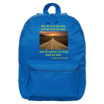 Funny Julian Of Norwich All Shall Be Well Christian Heaven Hope 16 in Basic Backpack
