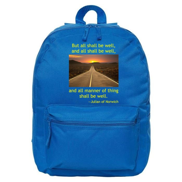 Funny Julian Of Norwich All Shall Be Well Christian Heaven Hope 16 in Basic Backpack