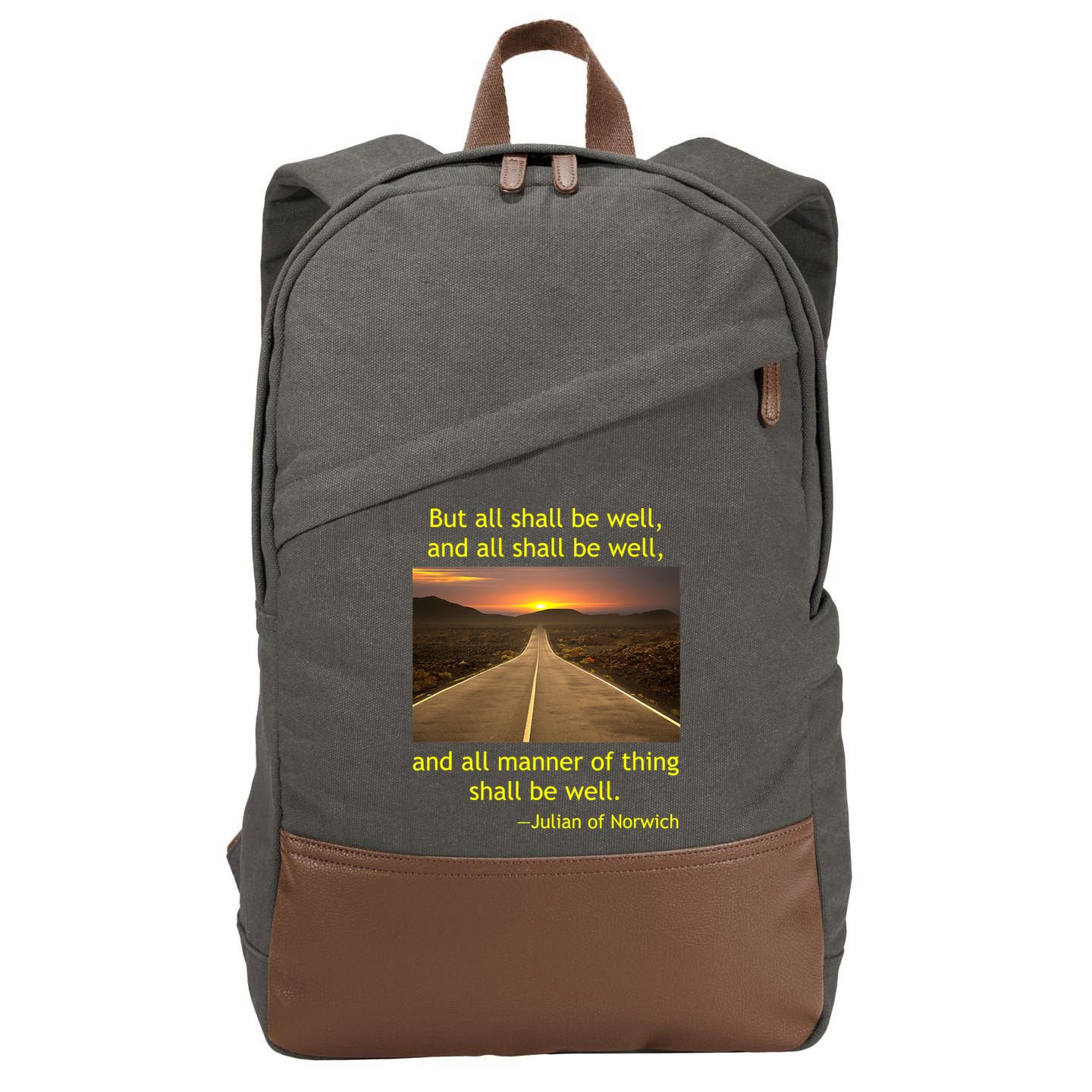 Funny Julian Of Norwich All Shall Be Well Christian Heaven Hope Cotton Canvas Backpack
