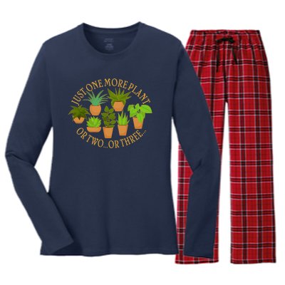 Funny Just One More Plant Or Two Or Three Women's Long Sleeve Flannel Pajama Set 