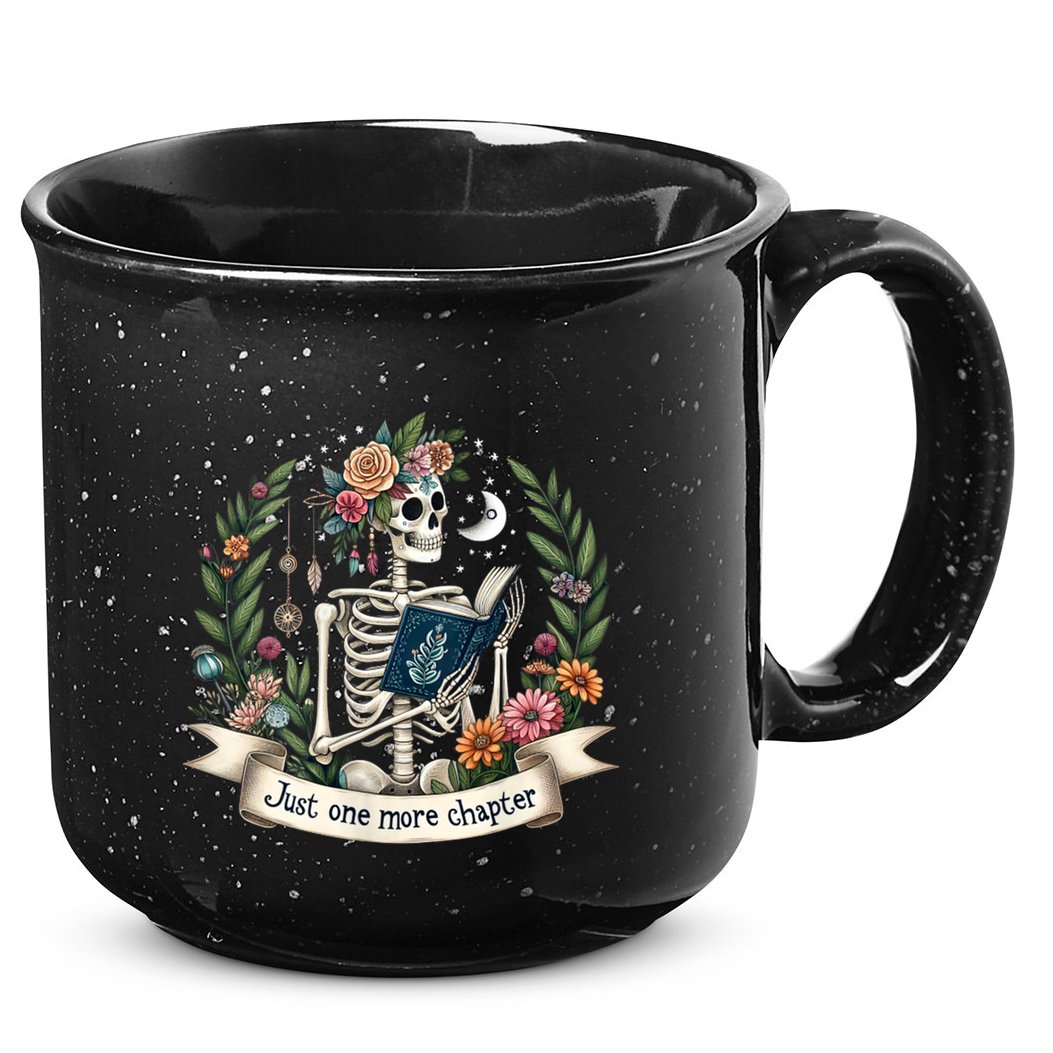 Funny Just One More Chapter Floral Book Lover Reading Design 15oz Campfire Ceramic Mug
