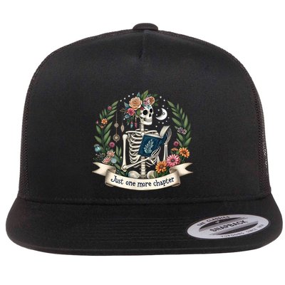 Funny Just One More Chapter Floral Book Lover Reading Design Flatbill Hat