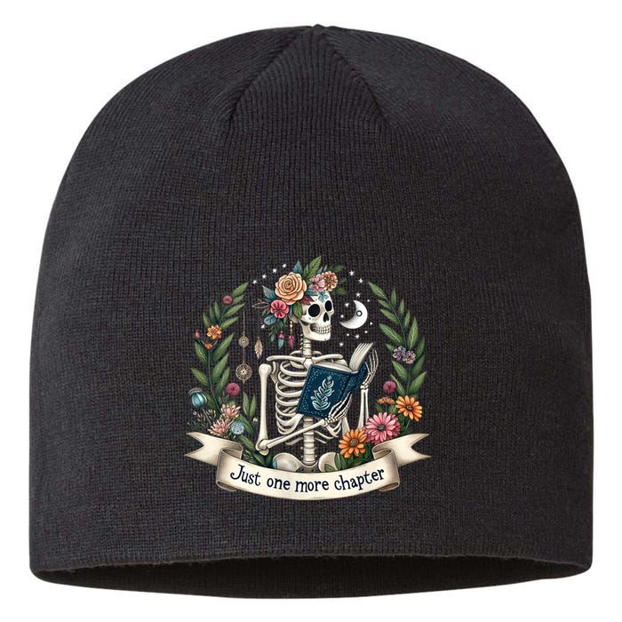 Funny Just One More Chapter Floral Book Lover Reading Design Sustainable Beanie