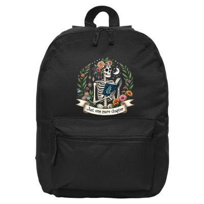 Funny Just One More Chapter Floral Book Lover Reading Design 16 in Basic Backpack