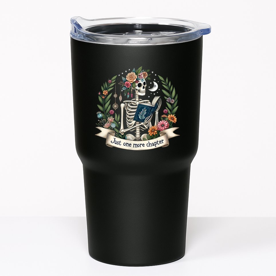 Funny Just One More Chapter Floral Book Lover Reading Design Tumbler