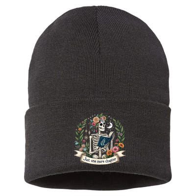 Funny Just One More Chapter Floral Book Lover Reading Design Sustainable Knit Beanie