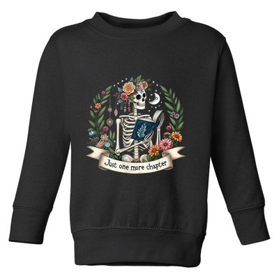 Funny Just One More Chapter Floral Book Lover Reading Design Toddler Sweatshirt