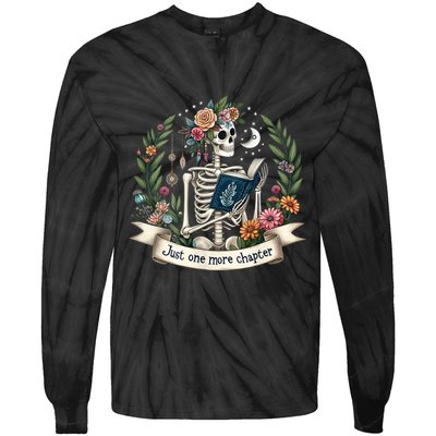 Funny Just One More Chapter Floral Book Lover Reading Design Tie-Dye Long Sleeve Shirt