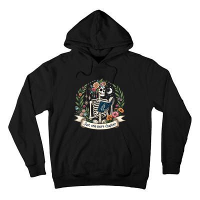 Funny Just One More Chapter Floral Book Lover Reading Design Tall Hoodie