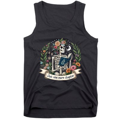 Funny Just One More Chapter Floral Book Lover Reading Design Tank Top