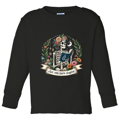 Funny Just One More Chapter Floral Book Lover Reading Design Toddler Long Sleeve Shirt