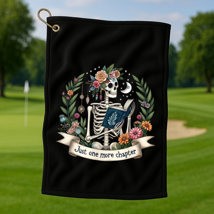 Funny Just One More Chapter Floral Book Lover Reading Design Golf Towel