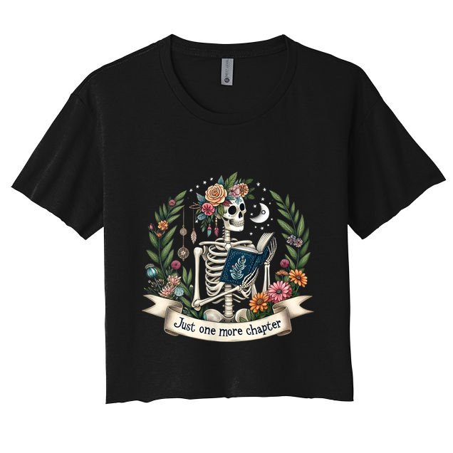 Funny Just One More Chapter Floral Book Lover Reading Design Crop Top