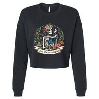 Funny Just One More Chapter Floral Book Lover Reading Design Cropped Pullover Crew