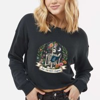 Funny Just One More Chapter Floral Book Lover Reading Design Cropped Pullover Crew
