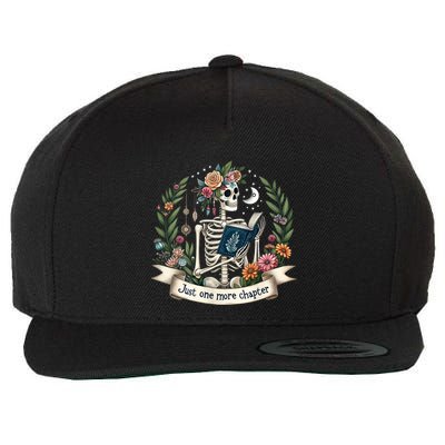 Funny Just One More Chapter Floral Book Lover Reading Design Wool Snapback Cap