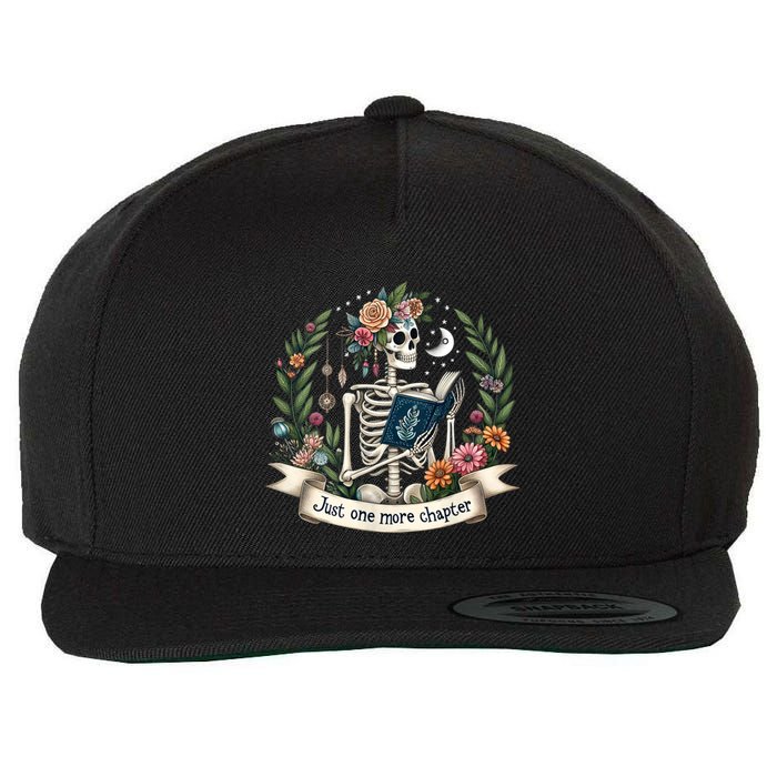Funny Just One More Chapter Floral Book Lover Reading Design Wool Snapback Cap