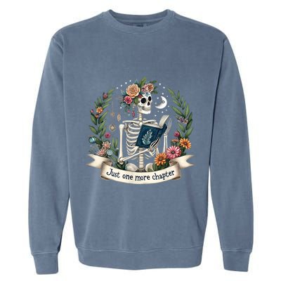 Funny Just One More Chapter Floral Book Lover Reading Design Garment-Dyed Sweatshirt