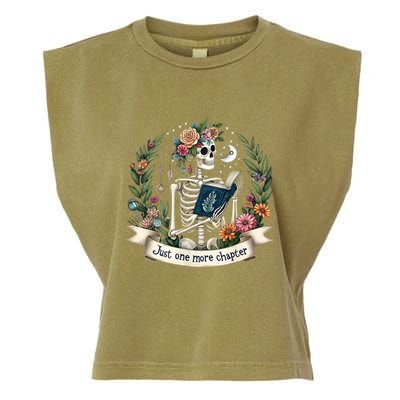 Funny Just One More Chapter Floral Book Lover Reading Design Garment-Dyed Women's Muscle Tee