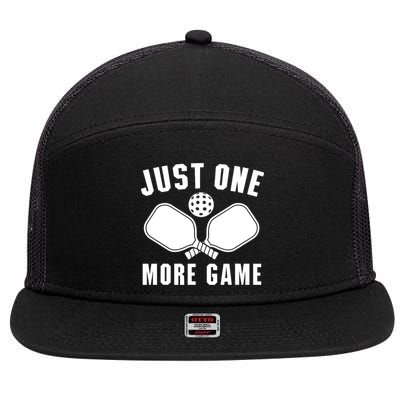 Funny Just One More Game Pickleball Player Gift Pickleballers 7 Panel Mesh Trucker Snapback Hat