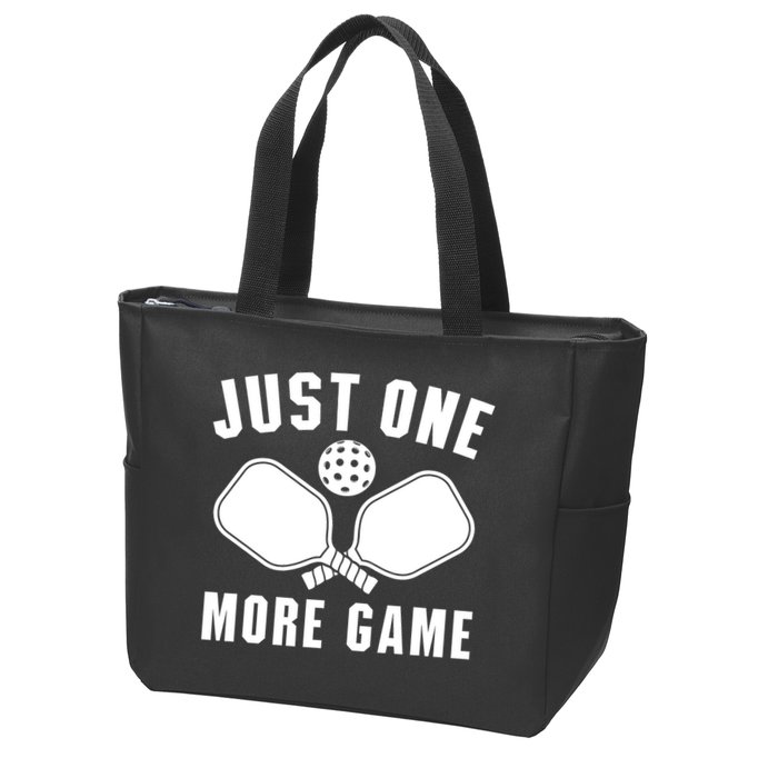Funny Just One More Game Pickleball Player Gift Pickleballers Zip Tote Bag