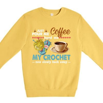 Funny Just One More Row Seamstress Knitter Crocheting Lover Gift Premium Crewneck Sweatshirt