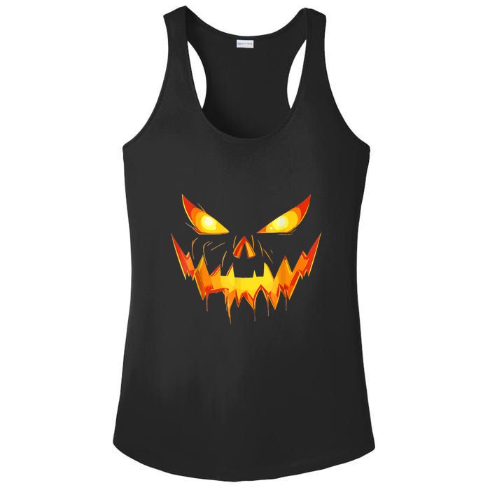 Funny Jack O Lantern Face Pumpkin Scary Halloween Gift Ladies PosiCharge Competitor Racerback Tank