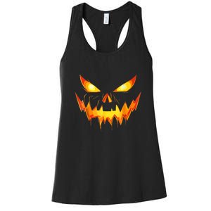 Funny Jack O Lantern Face Pumpkin Scary Halloween Gift Women's Racerback Tank