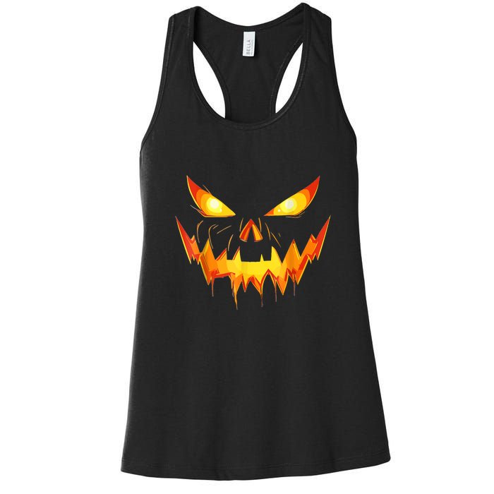 Funny Jack O Lantern Face Pumpkin Scary Halloween Gift Women's Racerback Tank