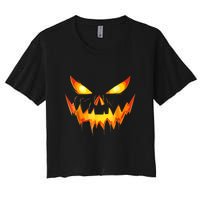 Funny Jack O Lantern Face Pumpkin Scary Halloween Gift Women's Crop Top Tee