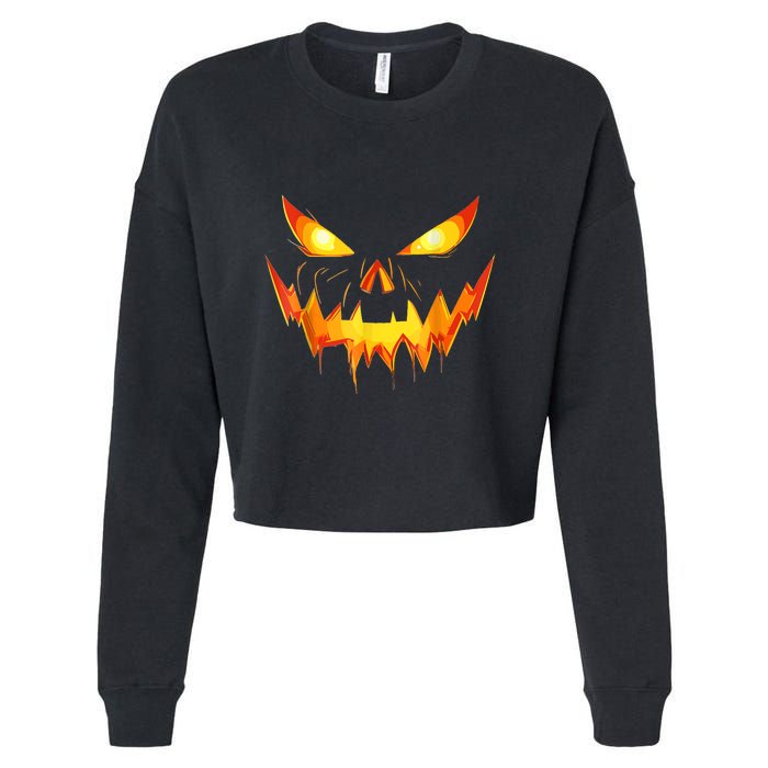 Funny Jack O Lantern Face Pumpkin Scary Halloween Gift Cropped Pullover Crew