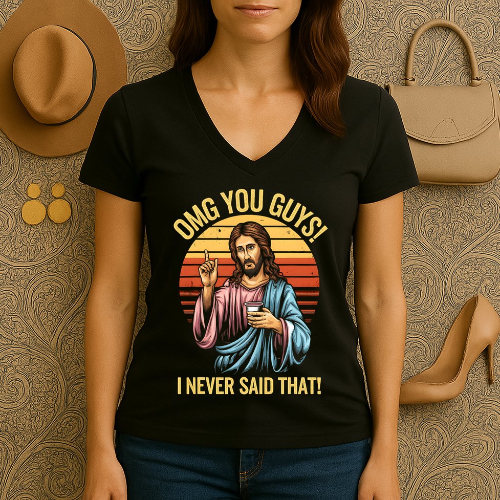 Funny Jesus Omg You Guys I Never Said That Women's V-Neck T-Shirt