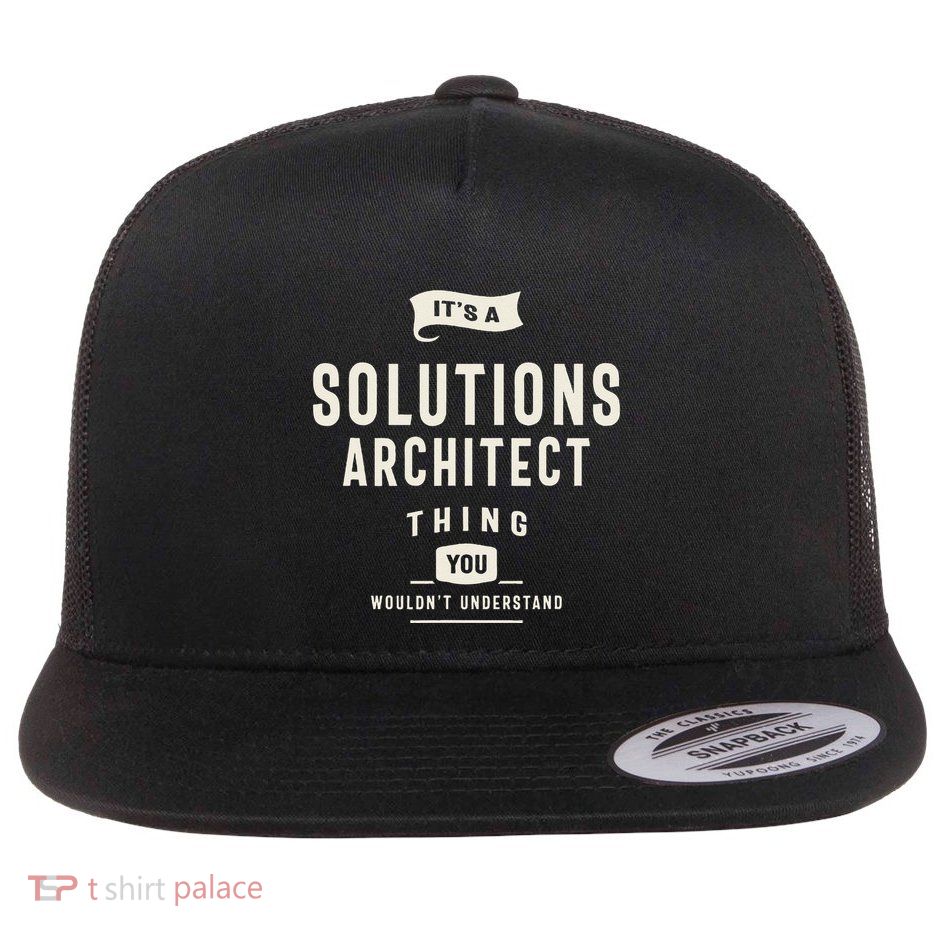 Funny Job Occupation Solutions Architect Flat Bill Trucker Hat