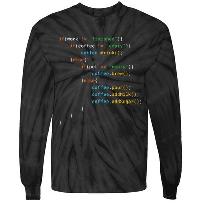 Funny Java Programmer Coffee Coding Gift For Coders Tie-Dye Long Sleeve Shirt