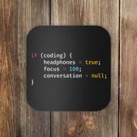 Funny Joke Programming If Coding Headphones Focus Coaster